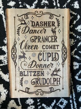 Reindeer Names Wood Sign - Christmas Holiday Wall Art